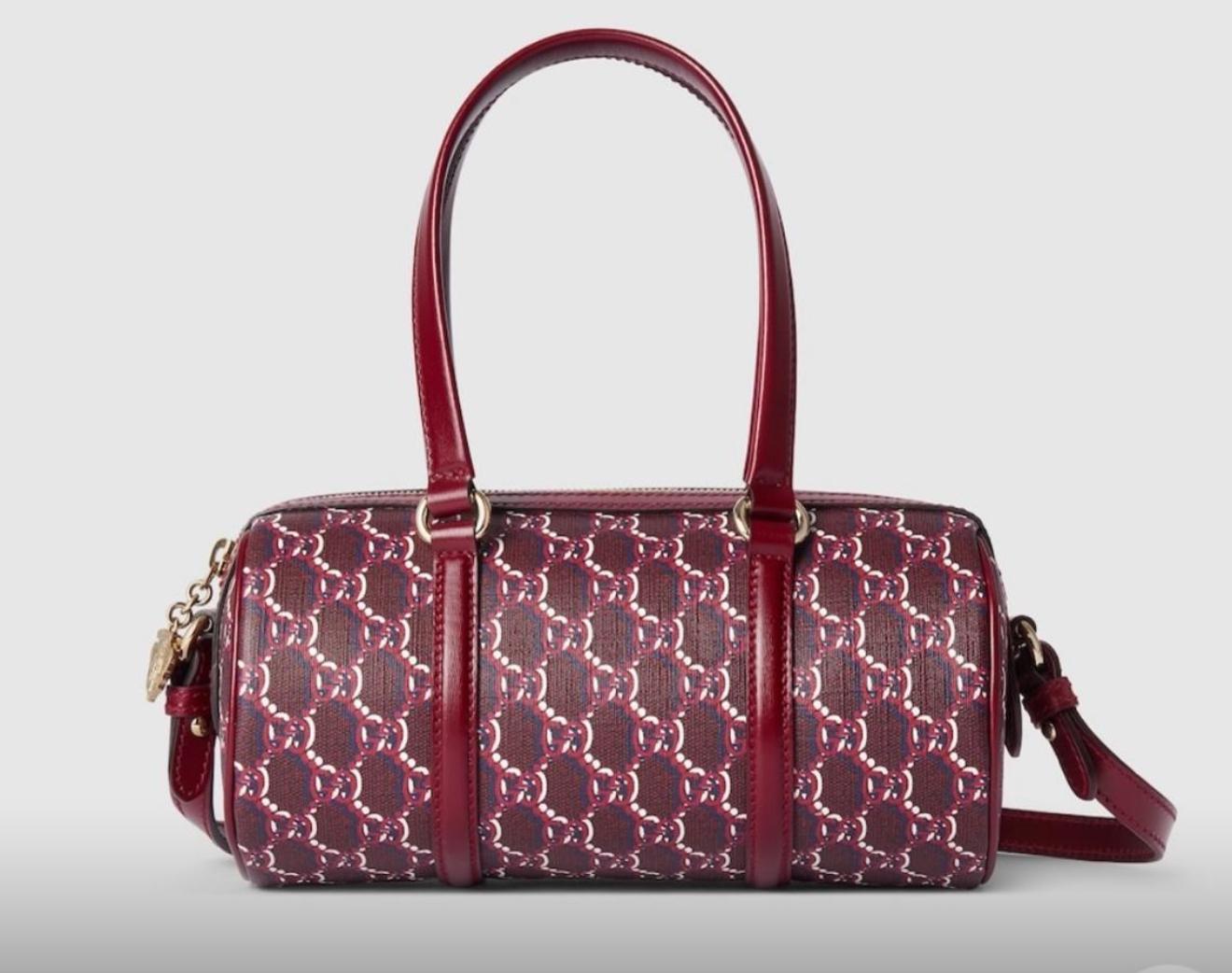 Gucci Red GG Supreme Canvas Barrel Bag