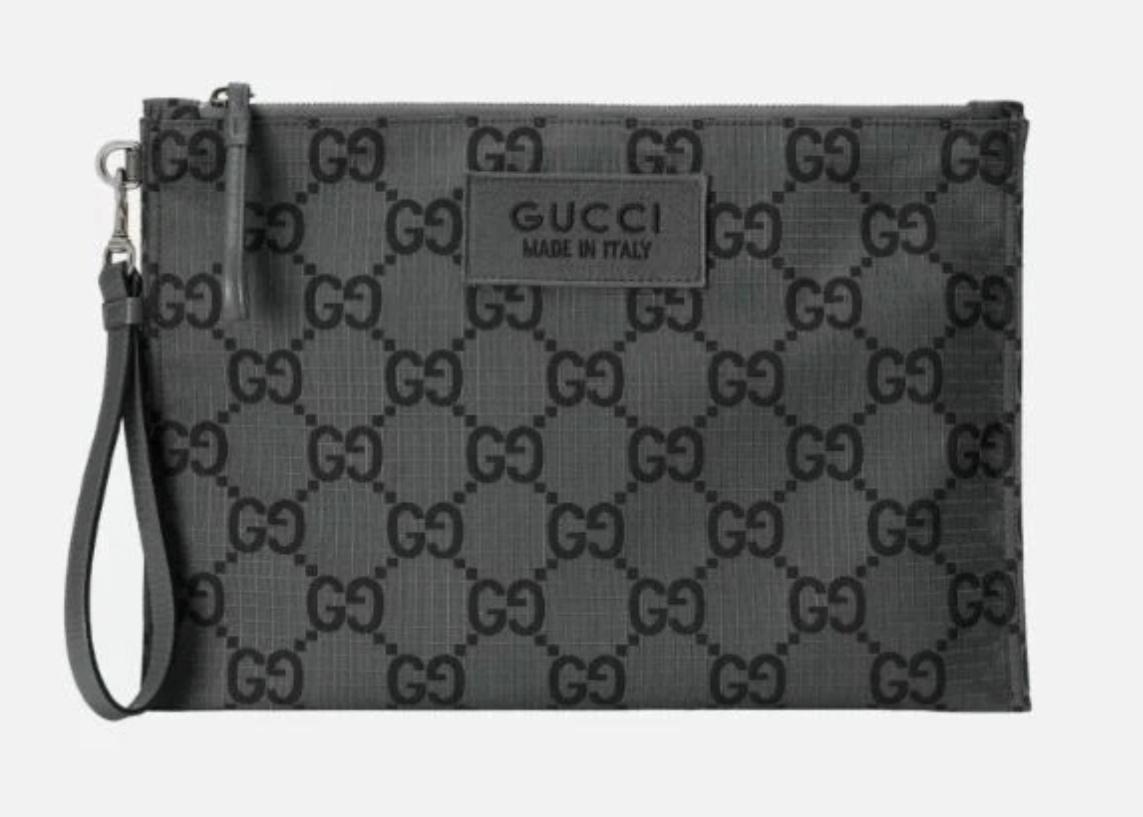 Gucci Black And Grey GG Supreme Canvas Clutch