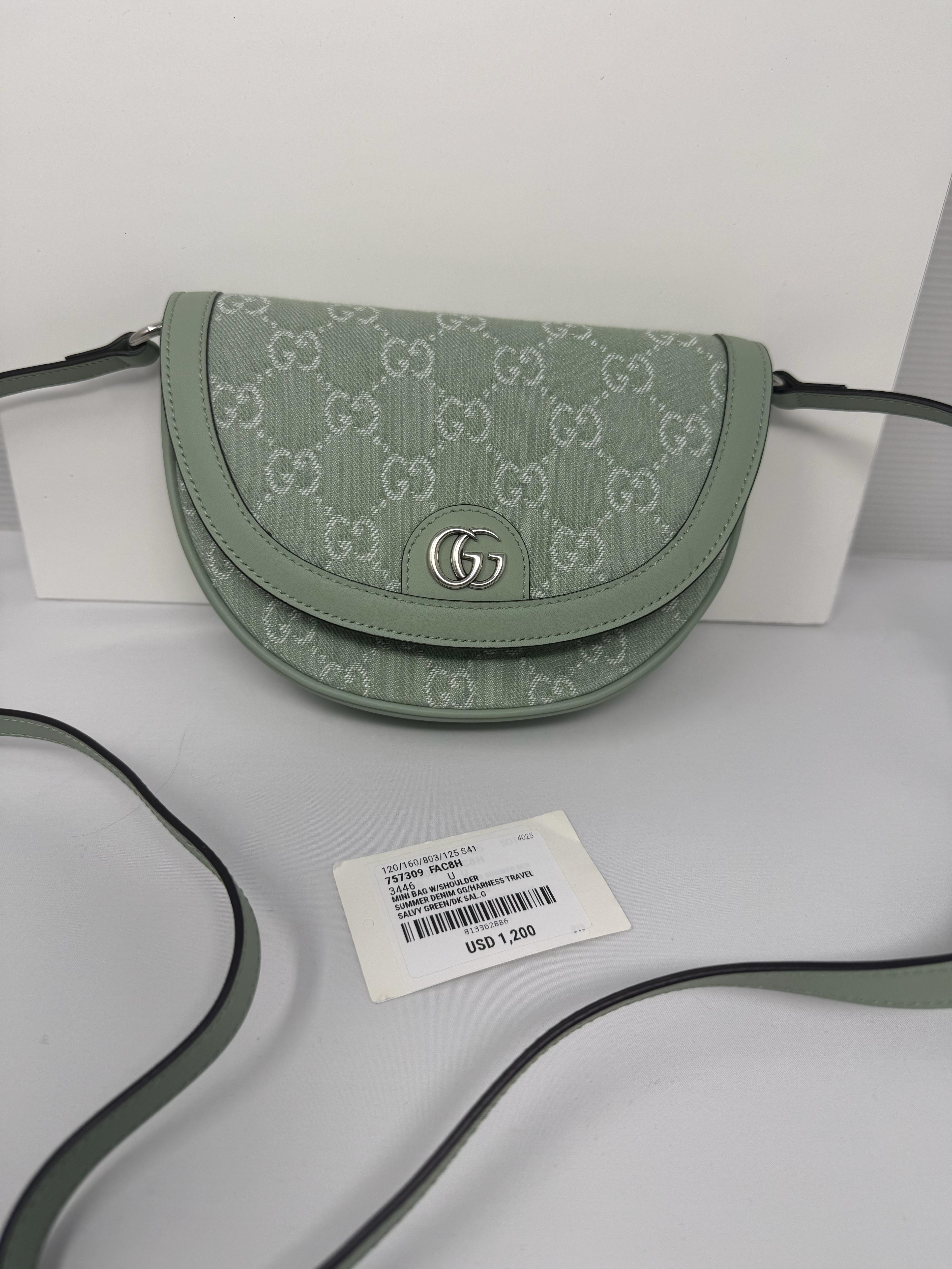 Gucci Green GG Denim Shoulder Bag