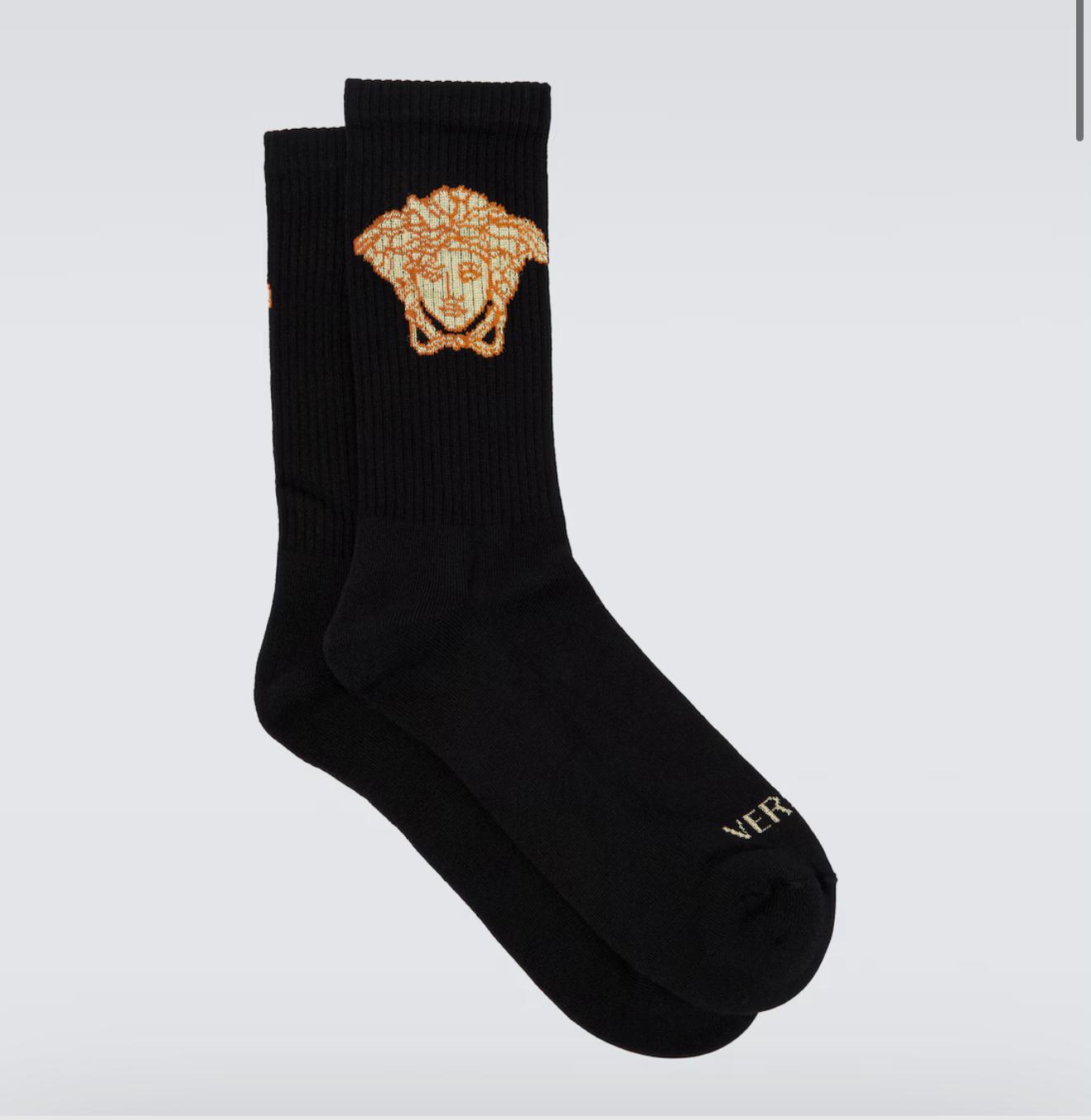 Versace Medusa Crew Socks (Black-Gold)