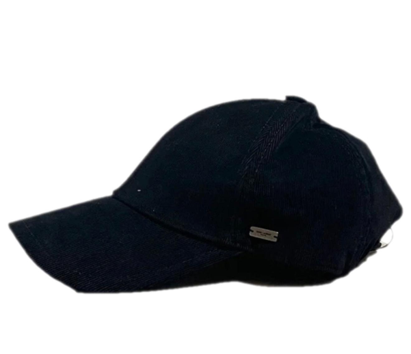 YSL Black Corduroy Baseball Cap