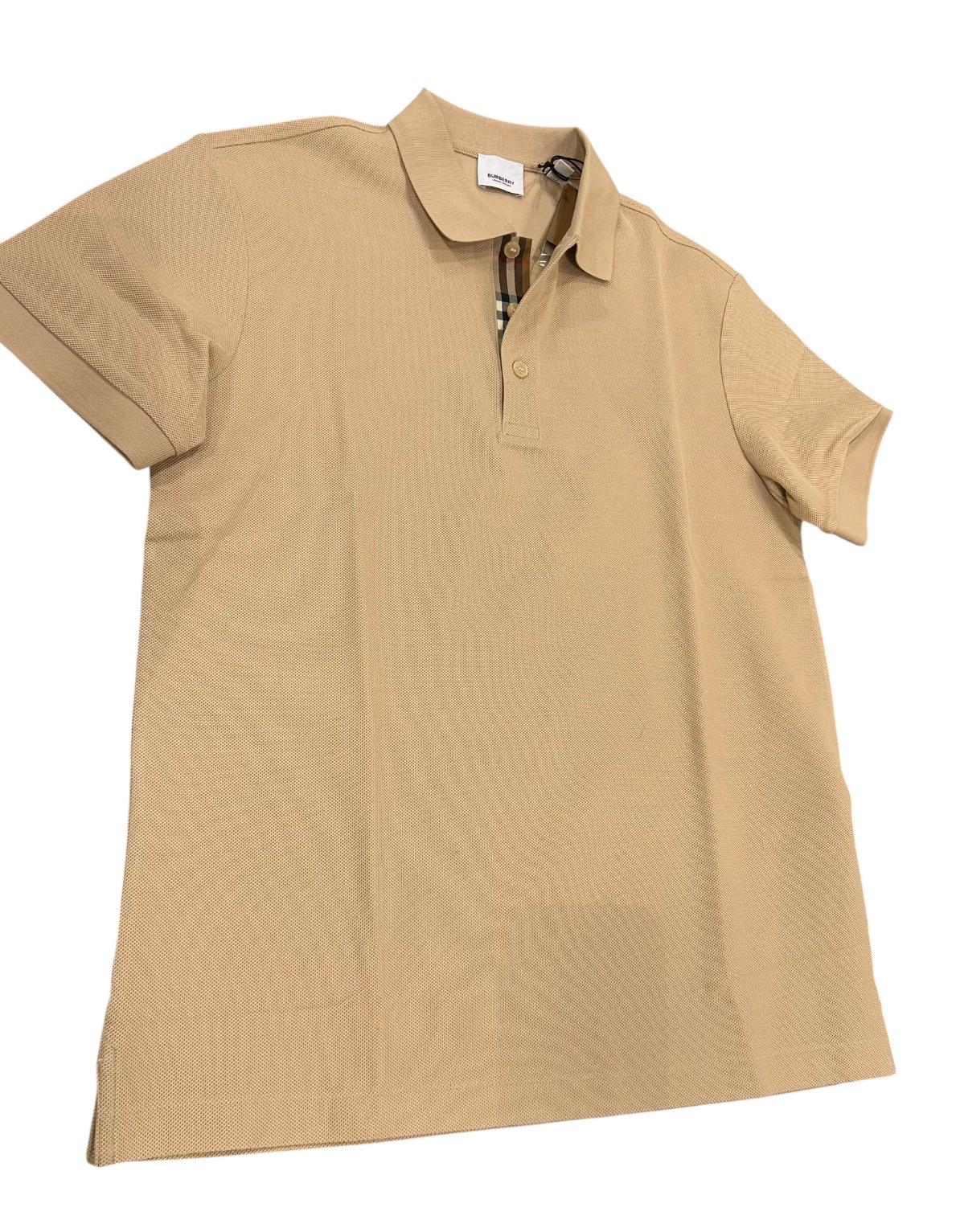 Burberry Camel Pique Cotton Polo Shirt