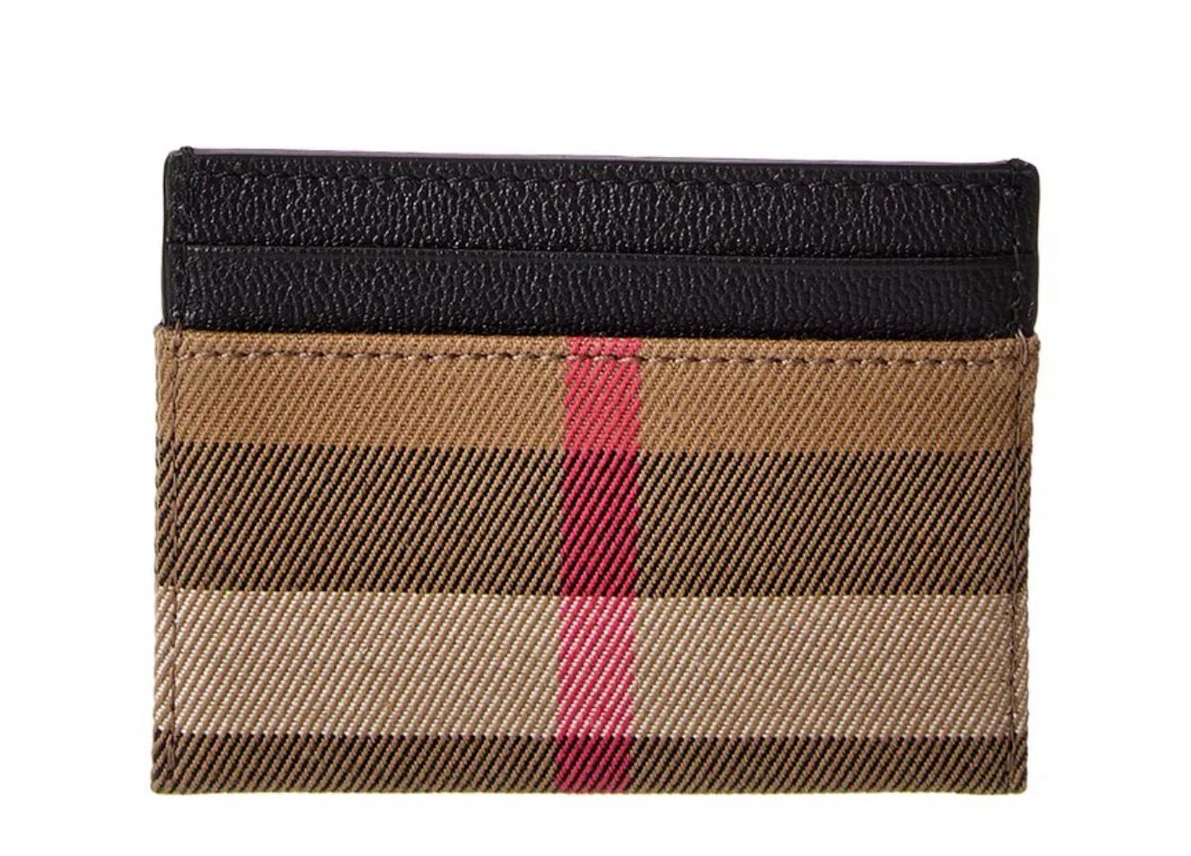 Burberry Black Leather and Vintage Check Card Holder