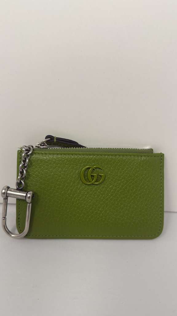 Gucci Green Leather GG Card Holder Key Chain