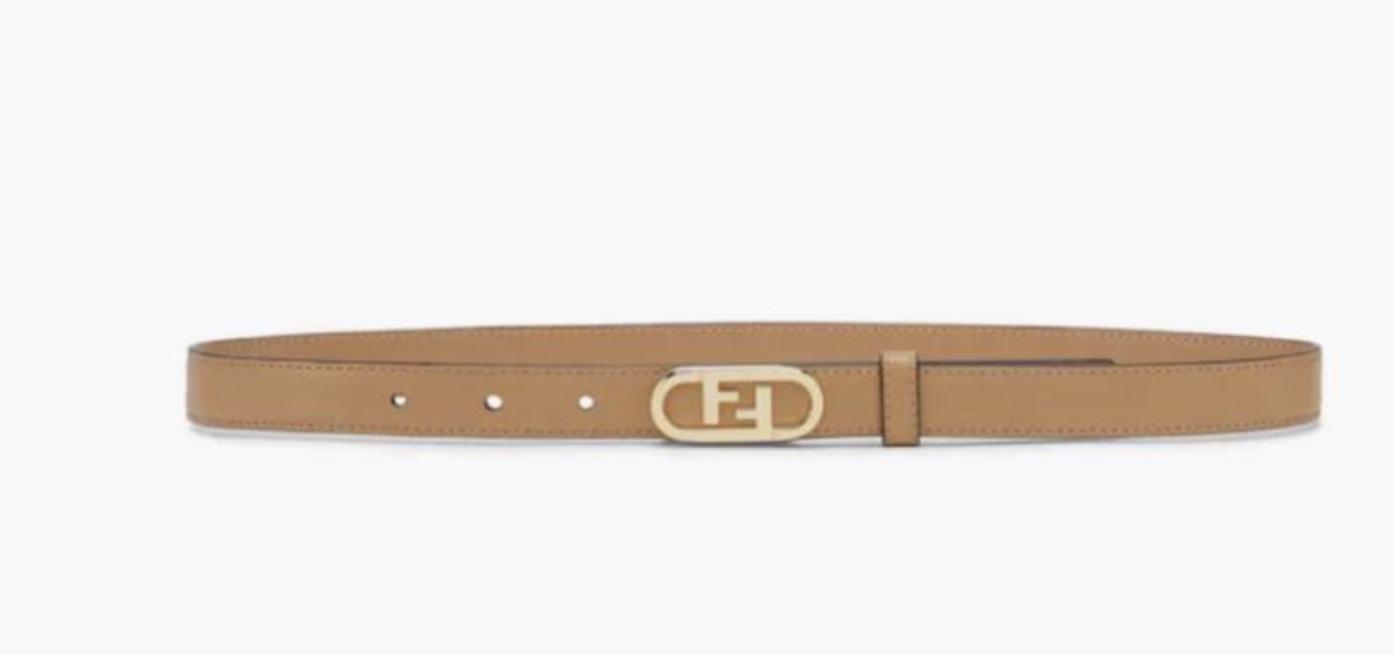 Fendi Thin Tan Leather FF Buckle Belt