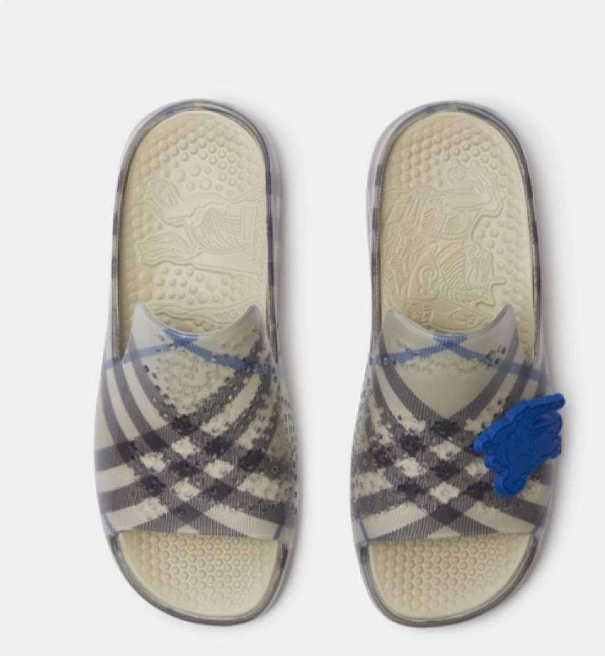 Burberry Transparent Check Slides – Blue Logo