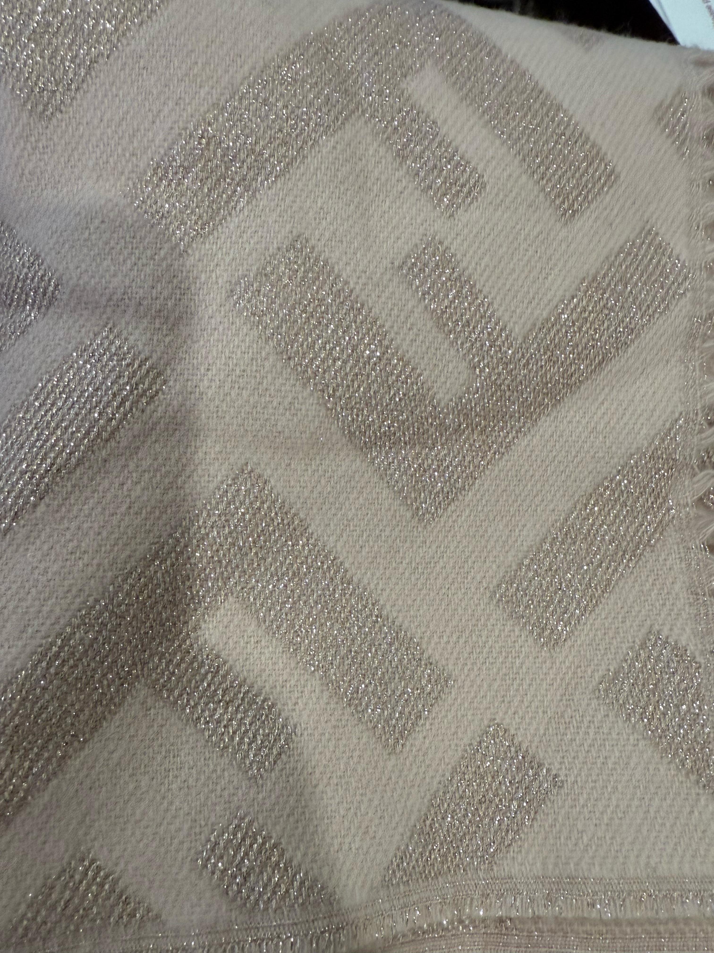 Fendi Rosa Chiaro Scarf – Metallic FF Monogram
