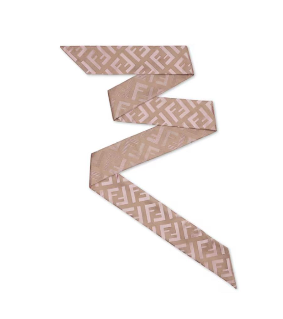 Fendi Pink FF Logo Jacquard Twilly Scarf