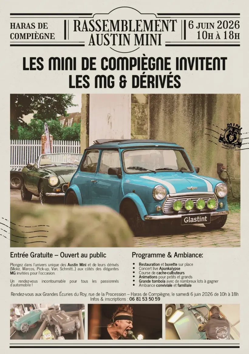 Rassemblement Austin Mini & dérivés à Compiègne – 7ème édition avec les MG en invitées d'honneur