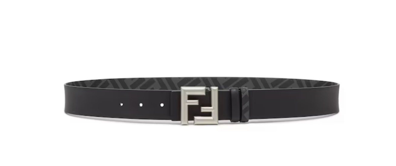 Fendi Reversible Leather Belt With Silver FF Buckle