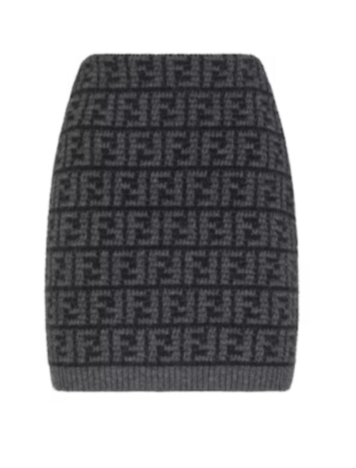 Fendi FF Logo Knit Skirt – Charcoal