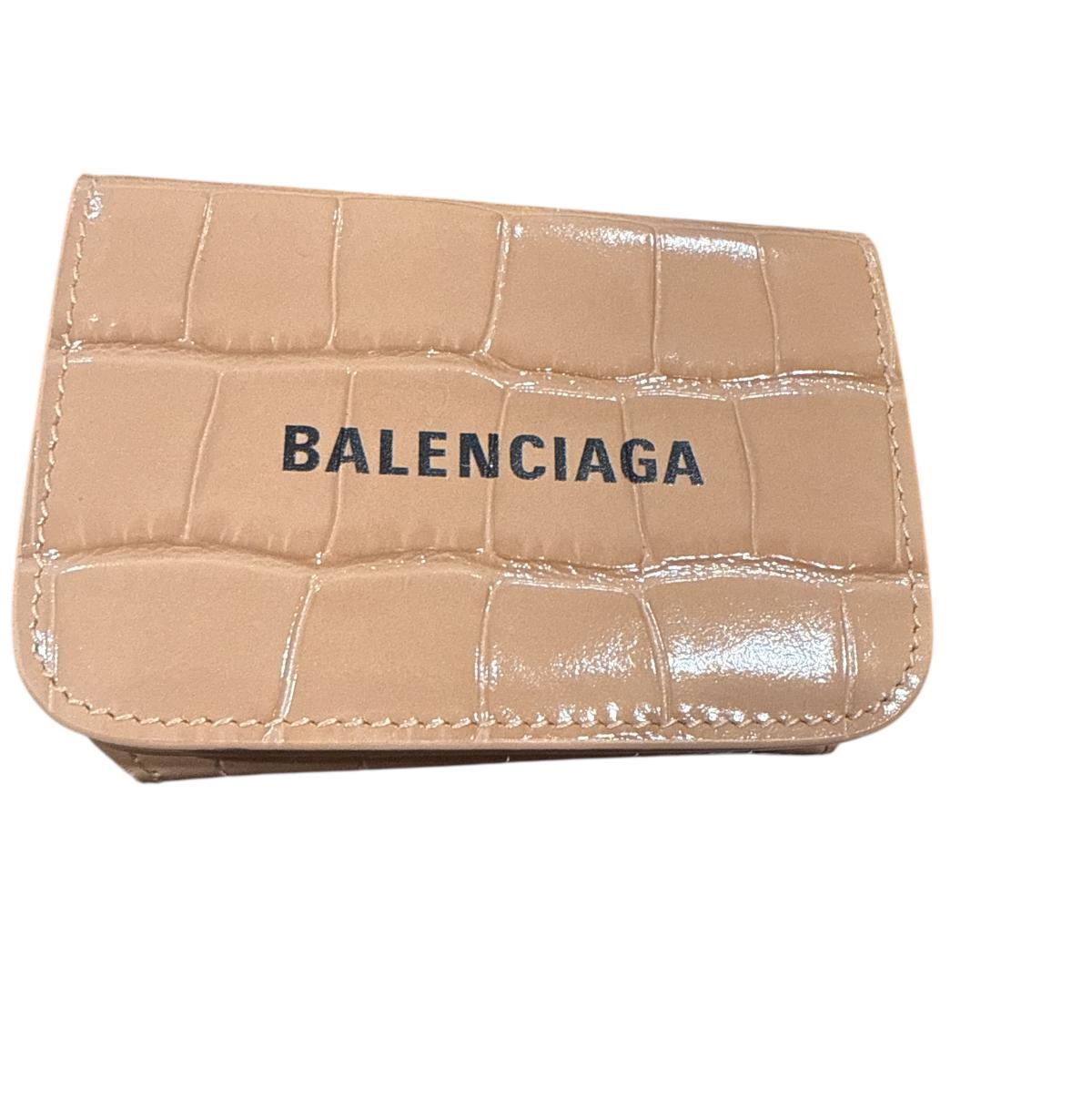 Balenciaga Croc-Embossed Compact Wallet – Nude