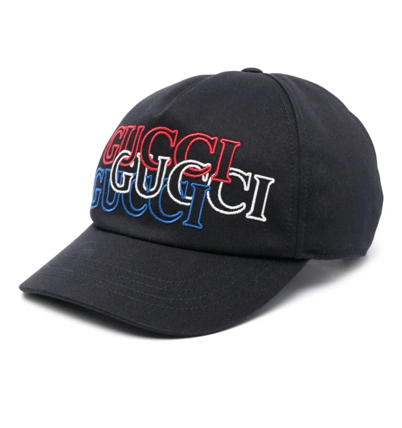 Gucci Black Tricolor Logo Embroidered Cap