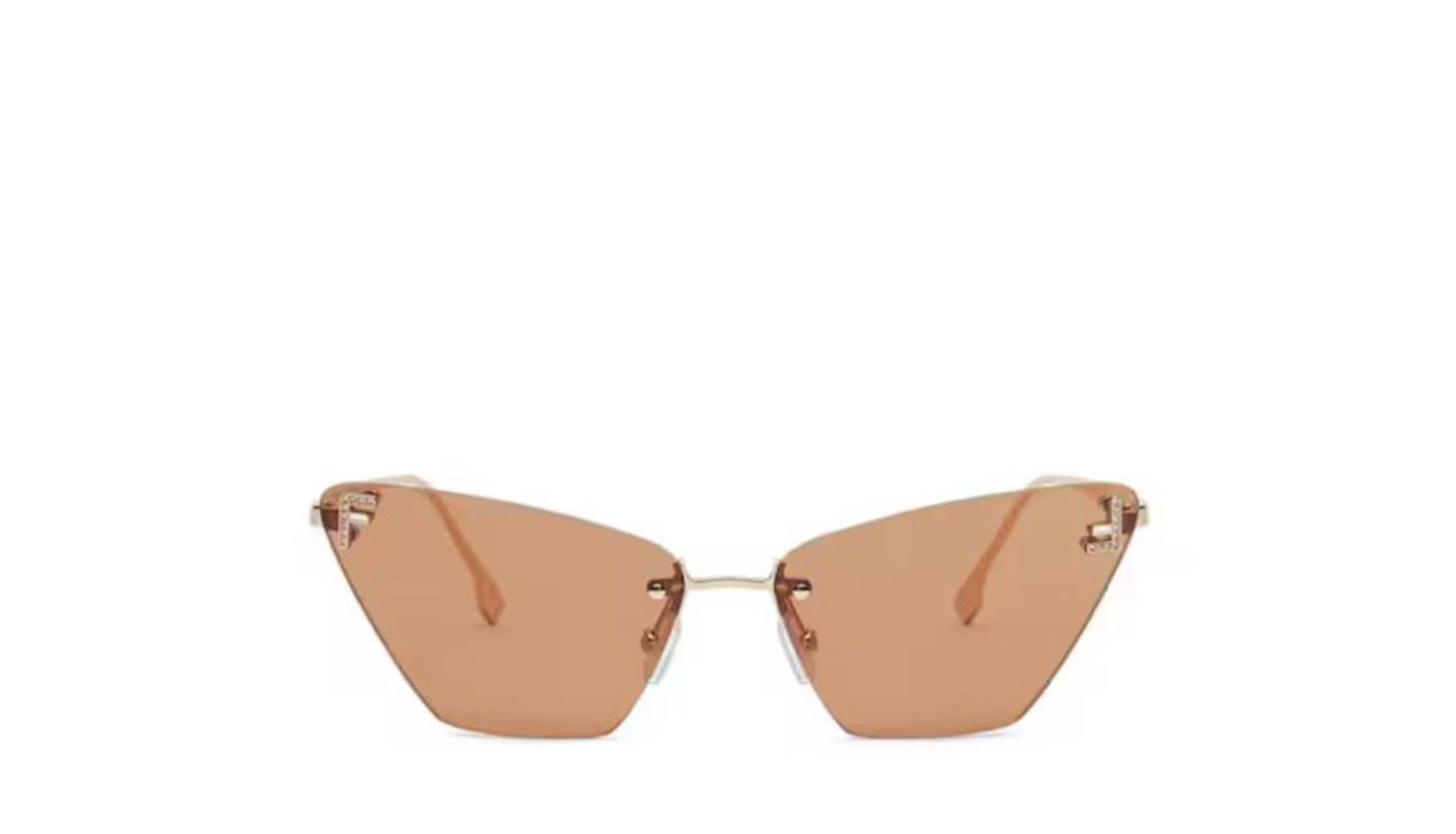 Fendi Cat-Eye Crystal Rimless Sunglasses