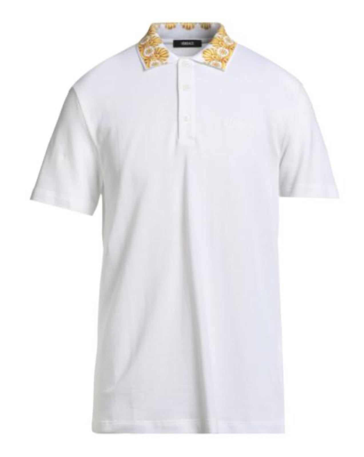 Versace Baroque Embroidered Collar Polo Shirt
