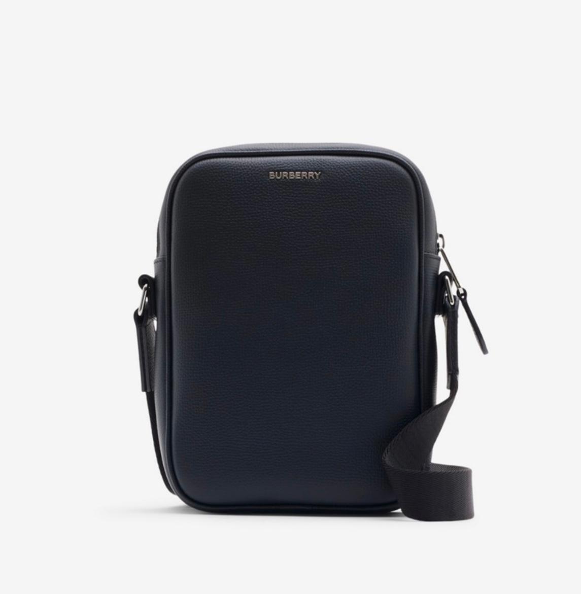 Burberry Men’s Dark Check Crossbody Bag – Navy