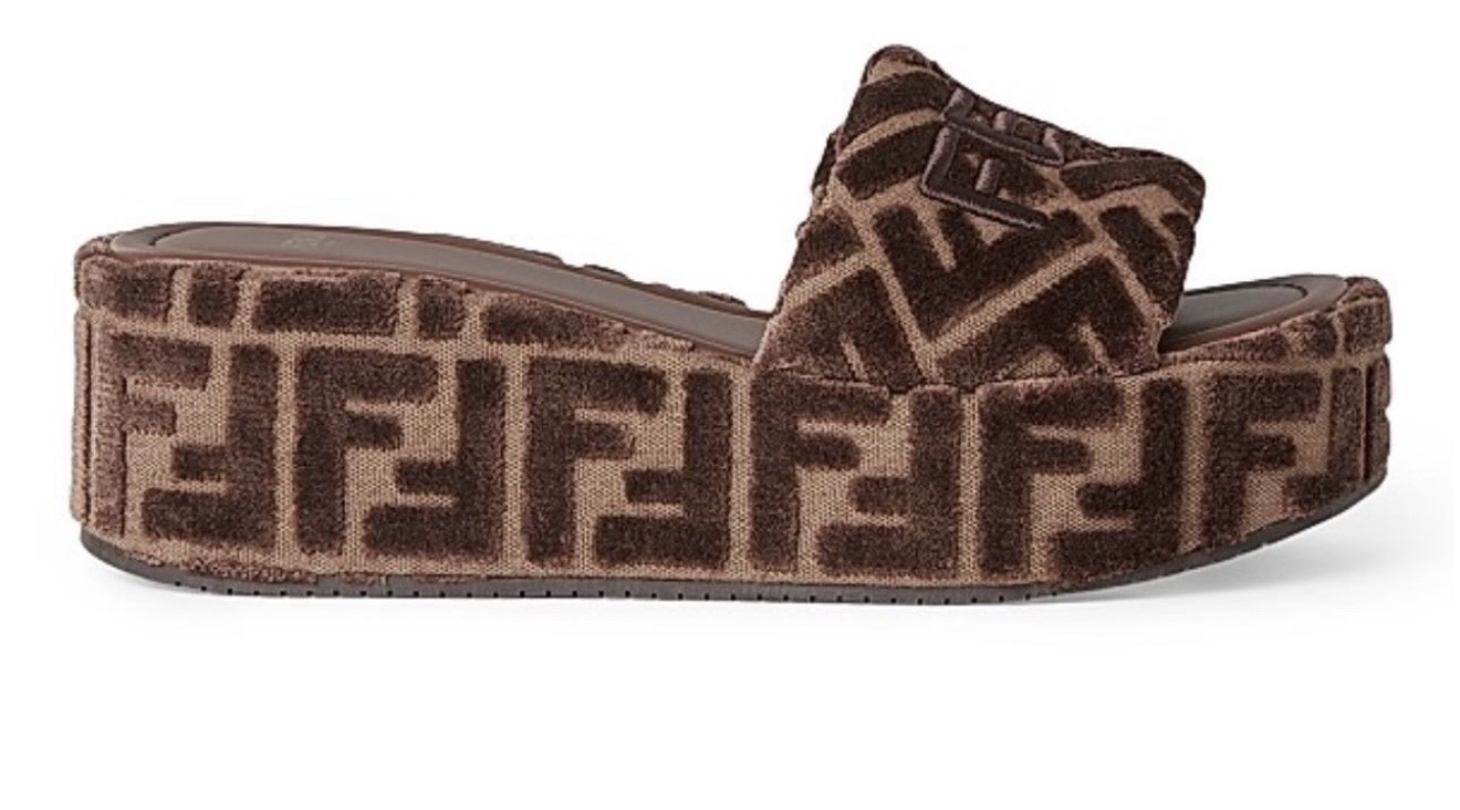 Fendi Zucca FF Logo Platform Slides