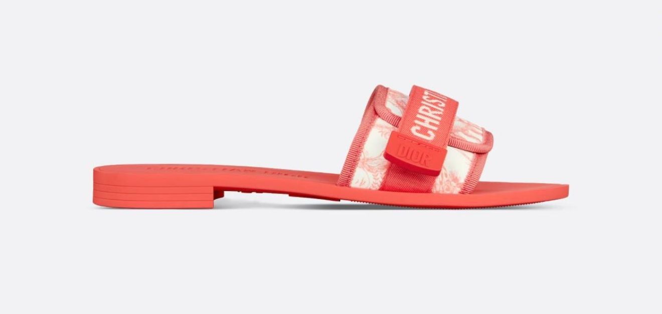Dior Dway Embroidered Slides – Coral Toile de Jouy