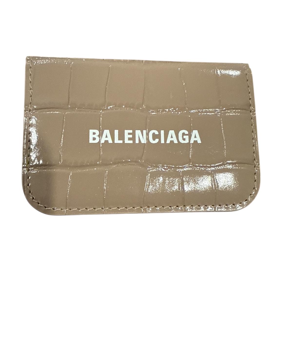 Balenciaga Croc-Embossed Compact Wallet – Taupe