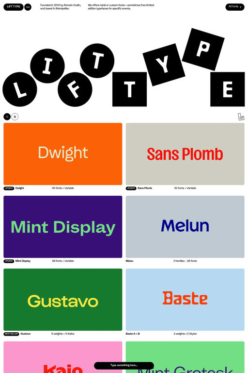 Lift Type website screenshot