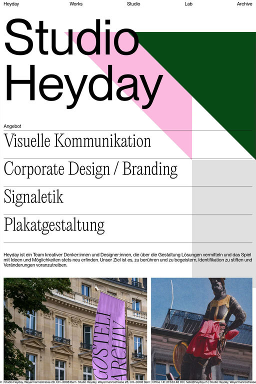 Studio Heyday website screenshot