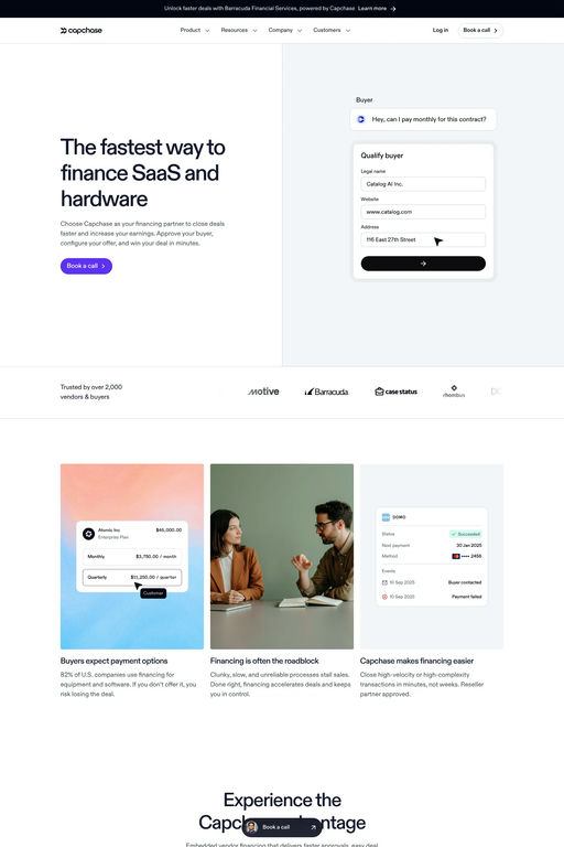Capchase website screenshot