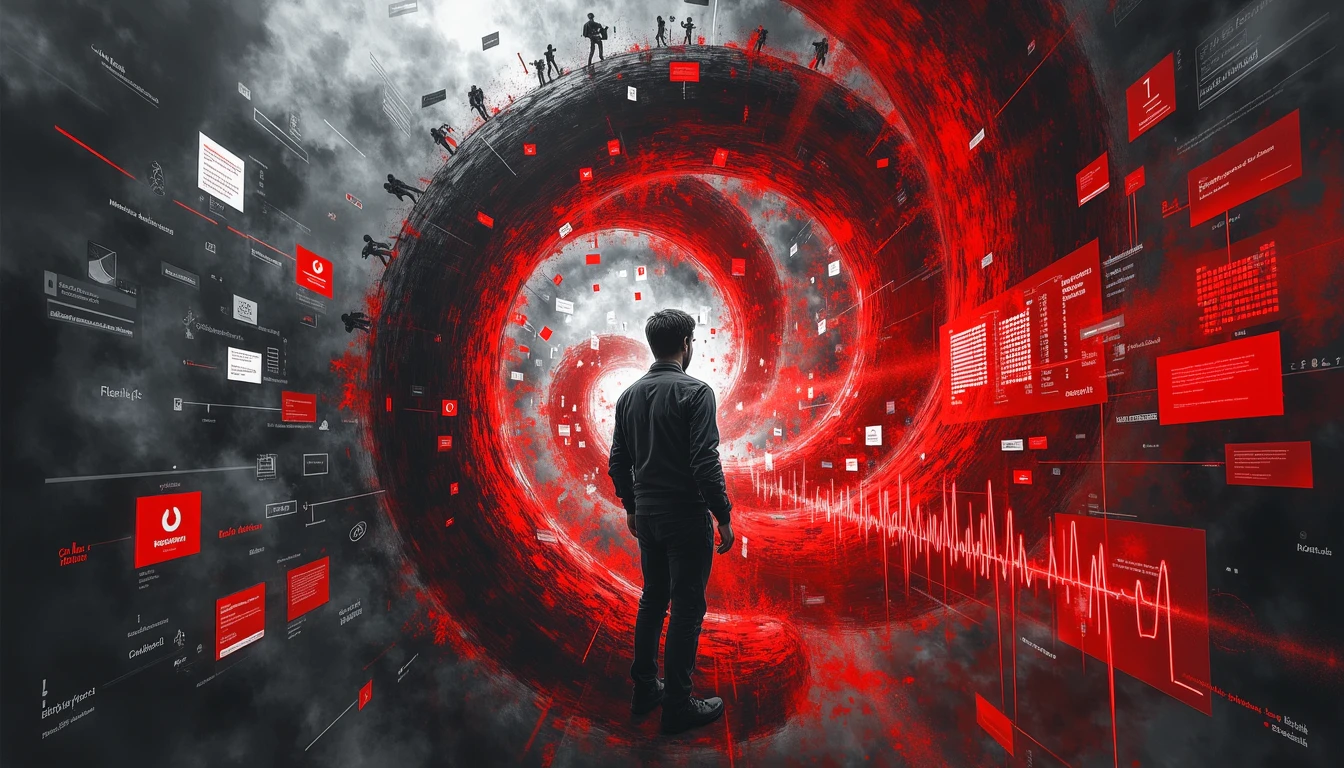 Patient surrounded by dynamic medical data visualization