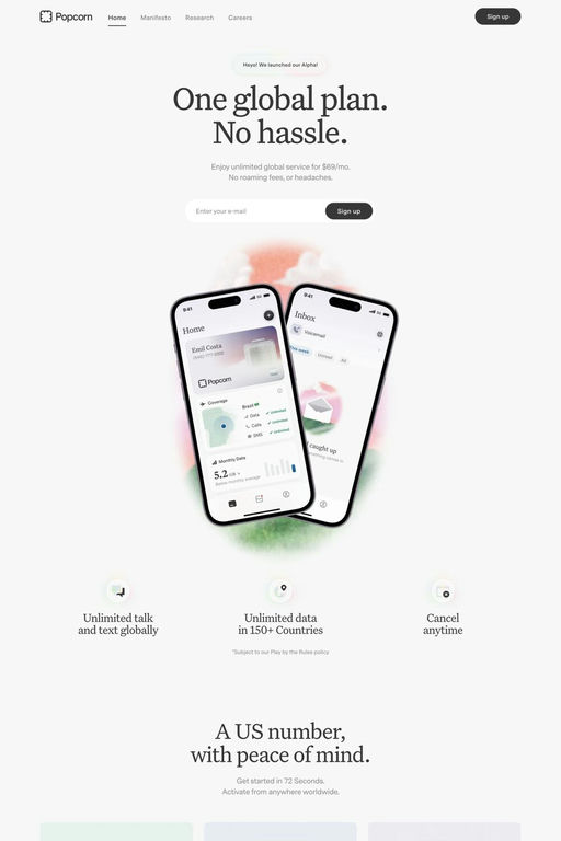 Popcorn website screenshot