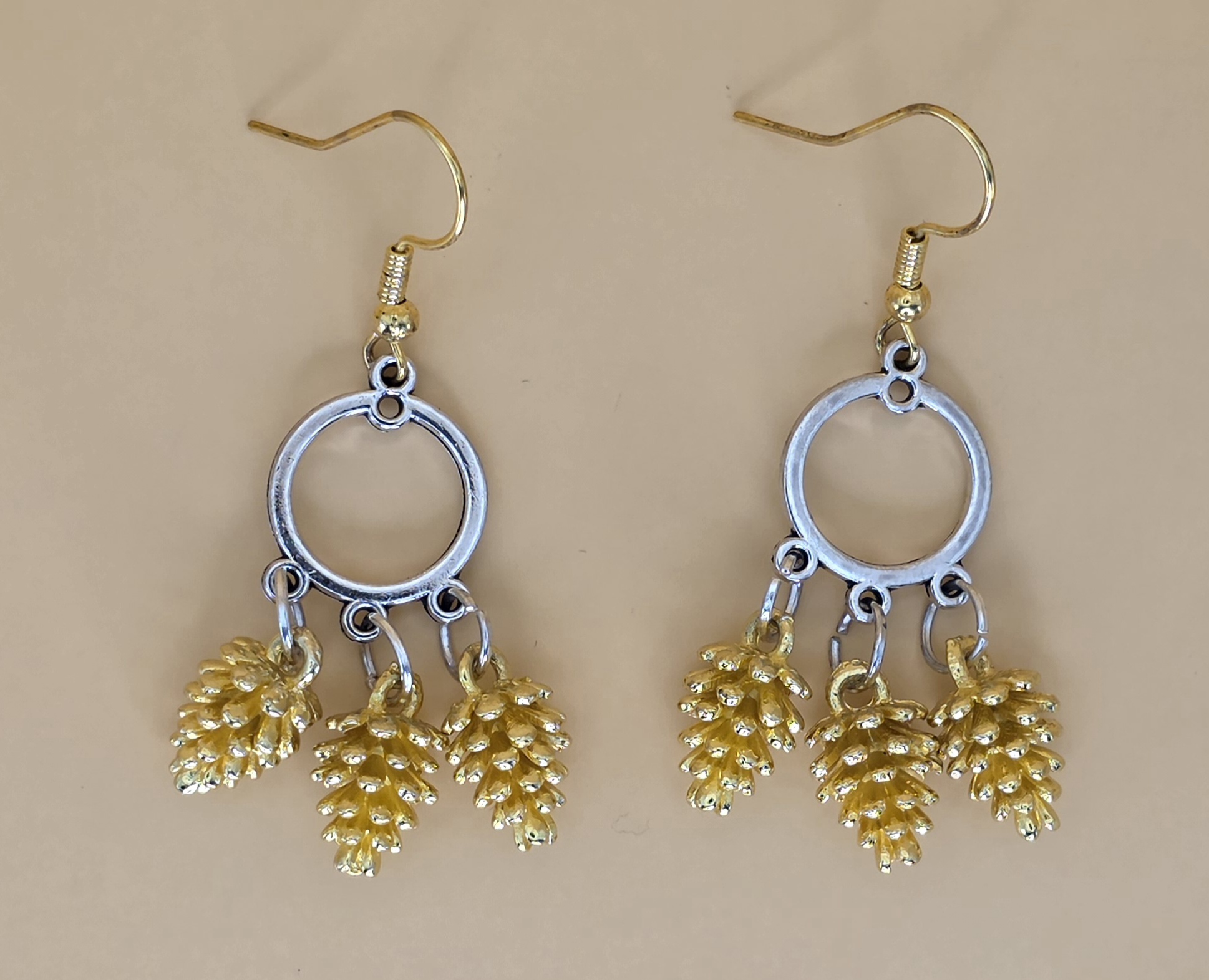 Pinecone Chandelier Earrings — December Gold