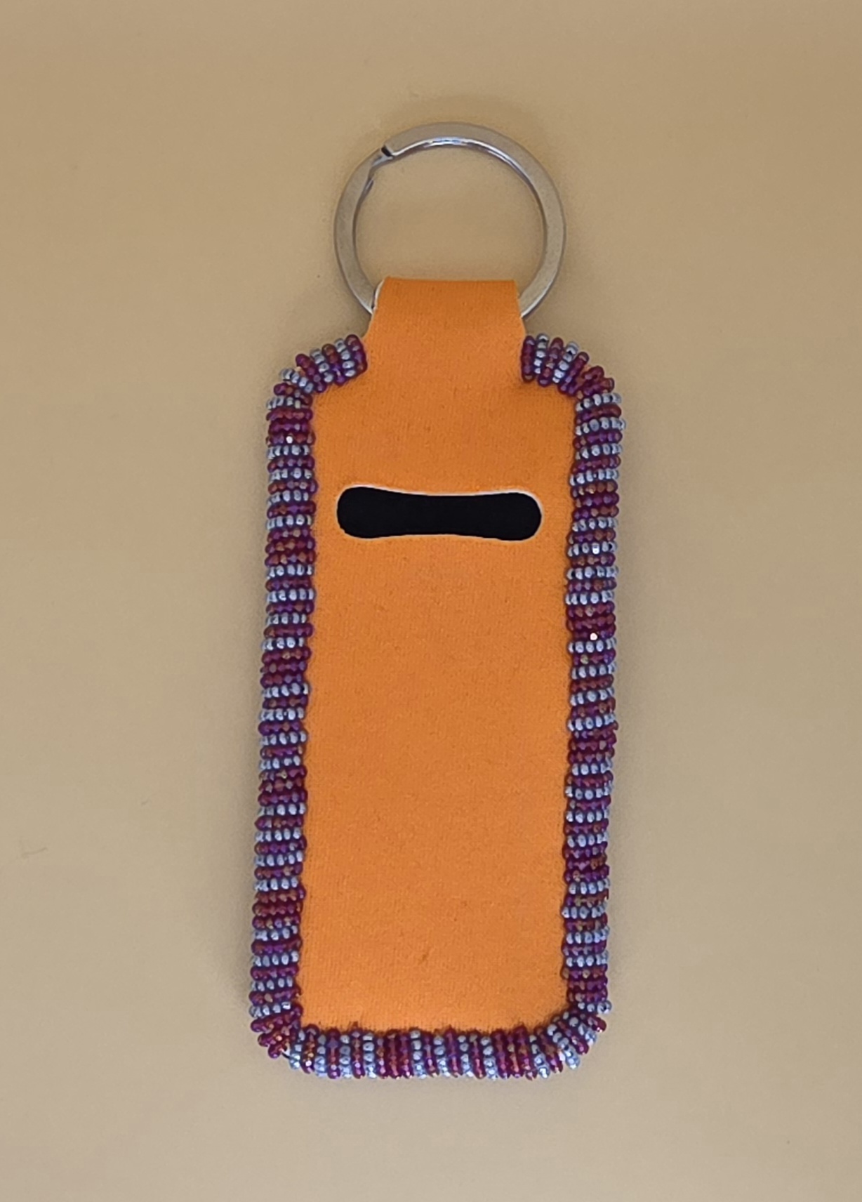 Beaded Lighter Holder Keychain — Sunset & Violet