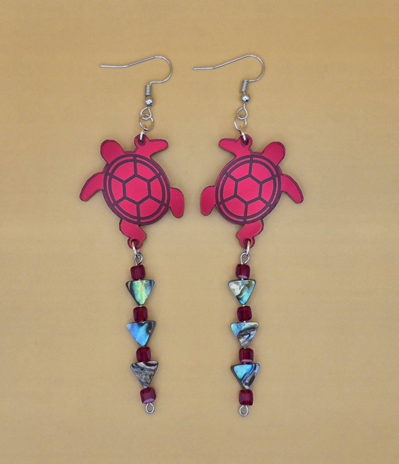 Turtle Medicine Earrings — Pink Shell Drop
