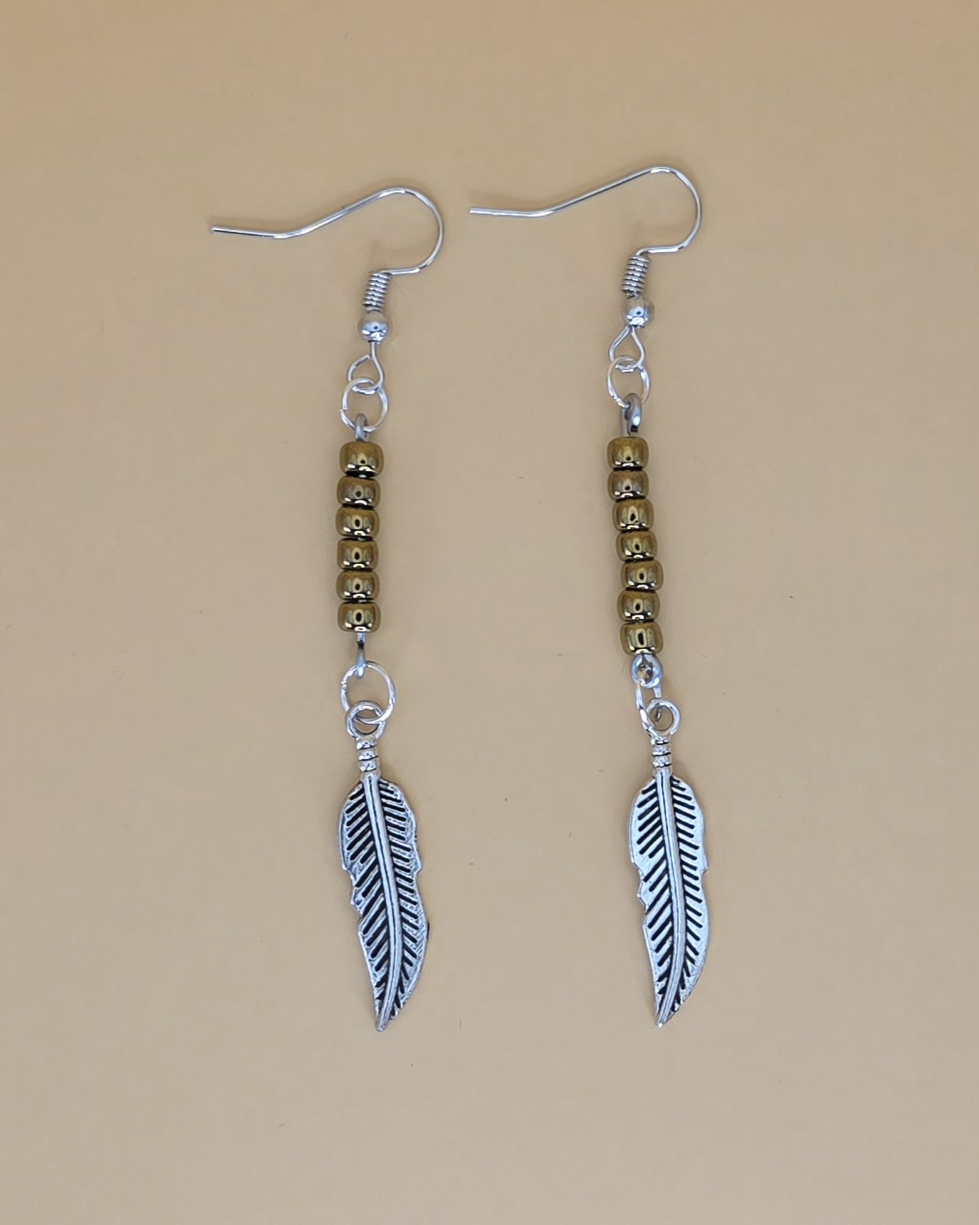 Feather Drop Earrings — Late Autumn Bronze