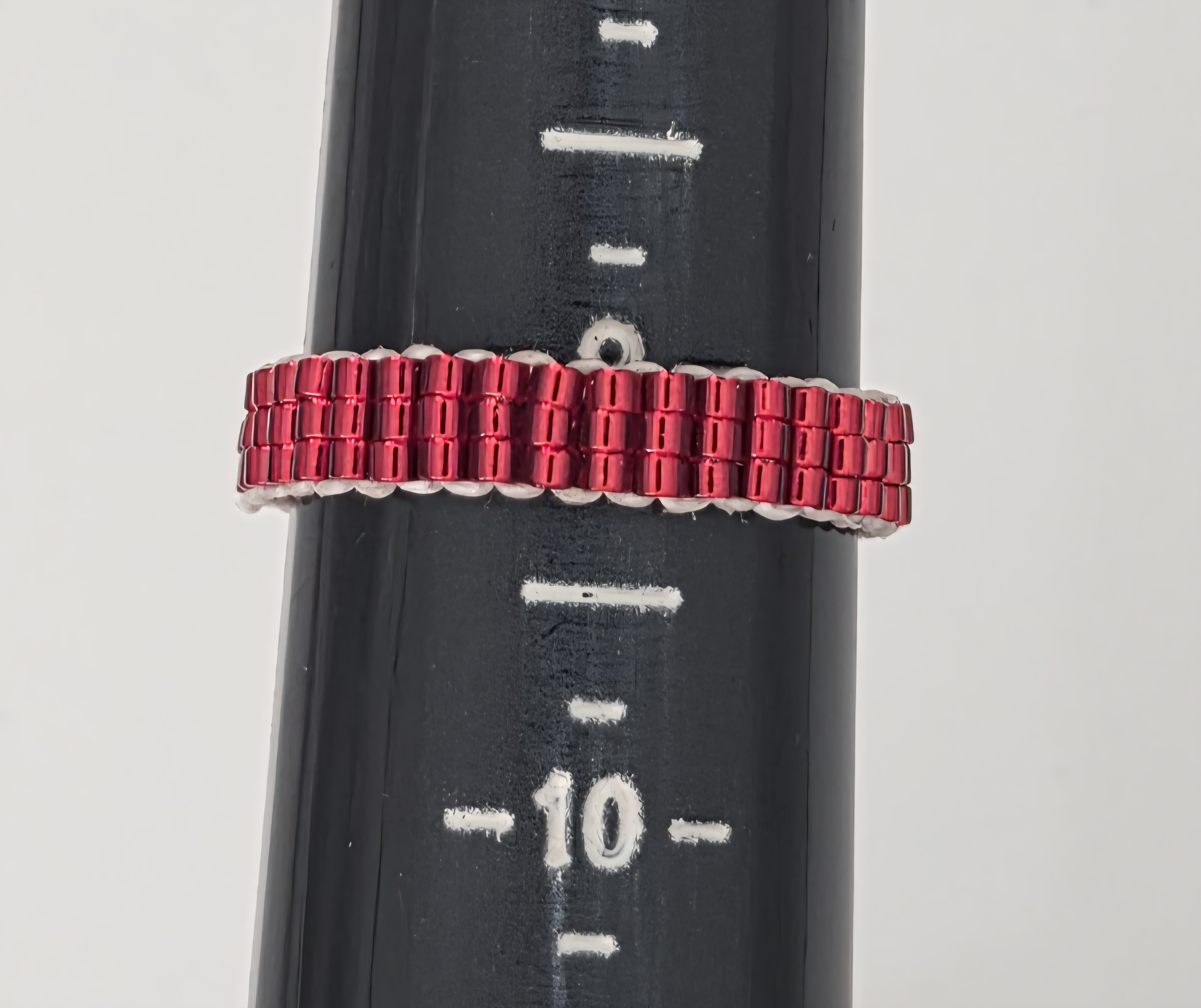 Beaded Ring — Red Metal Morning