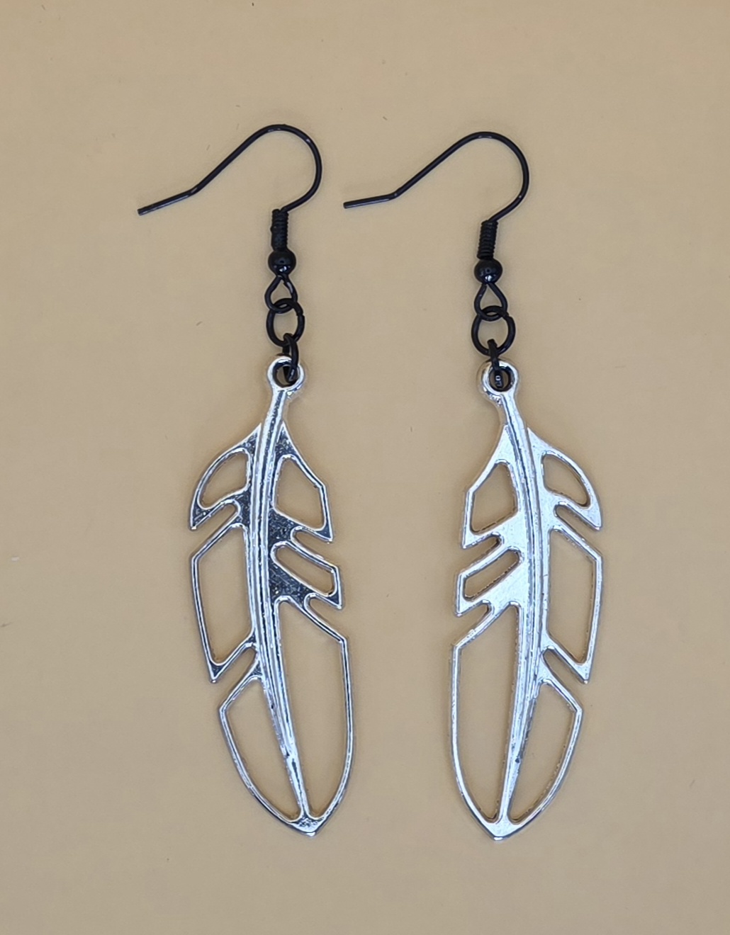 Feather Drop Earrings — Silver Wind