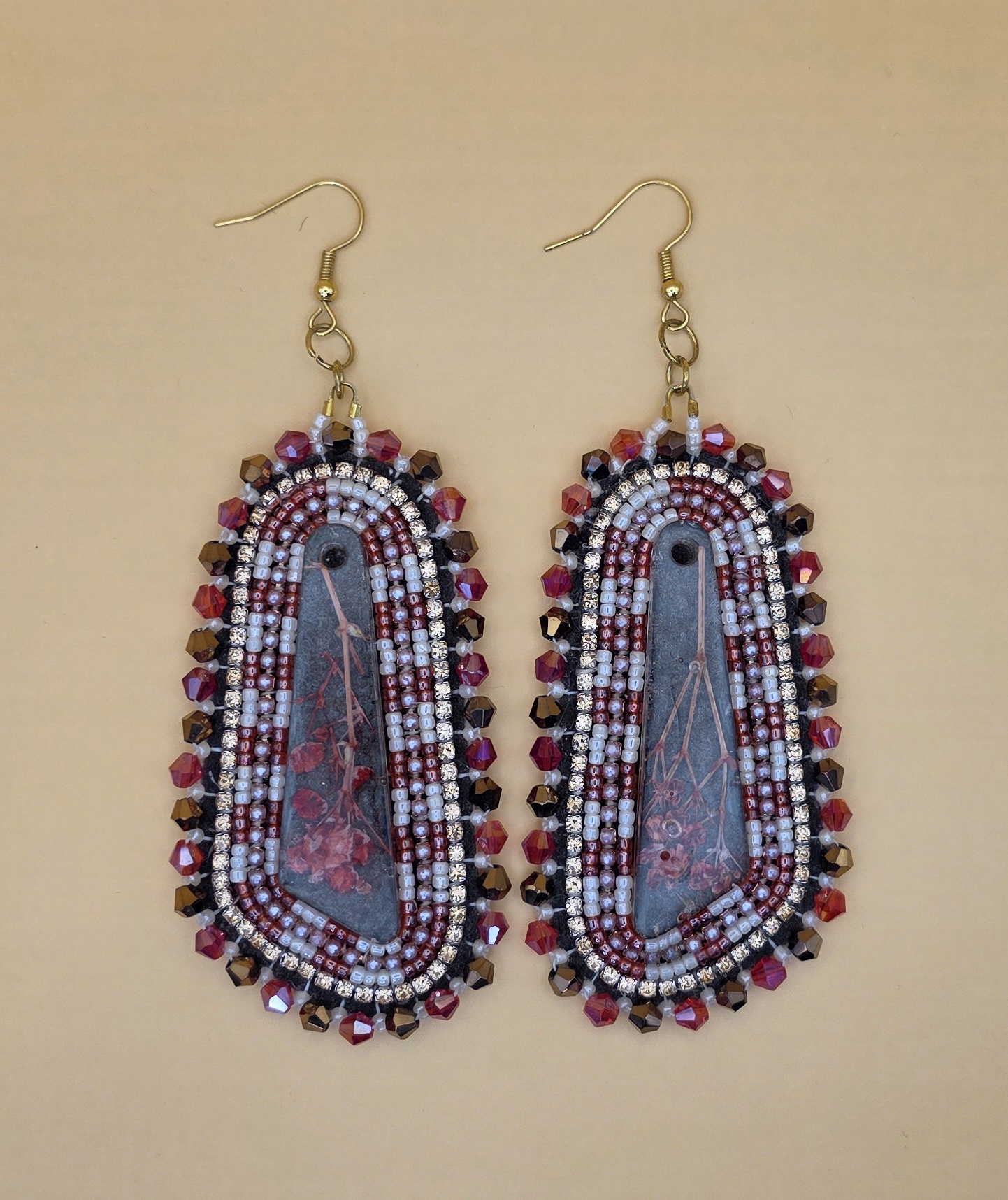Beaded Earrings — Winter Branches at Dusk