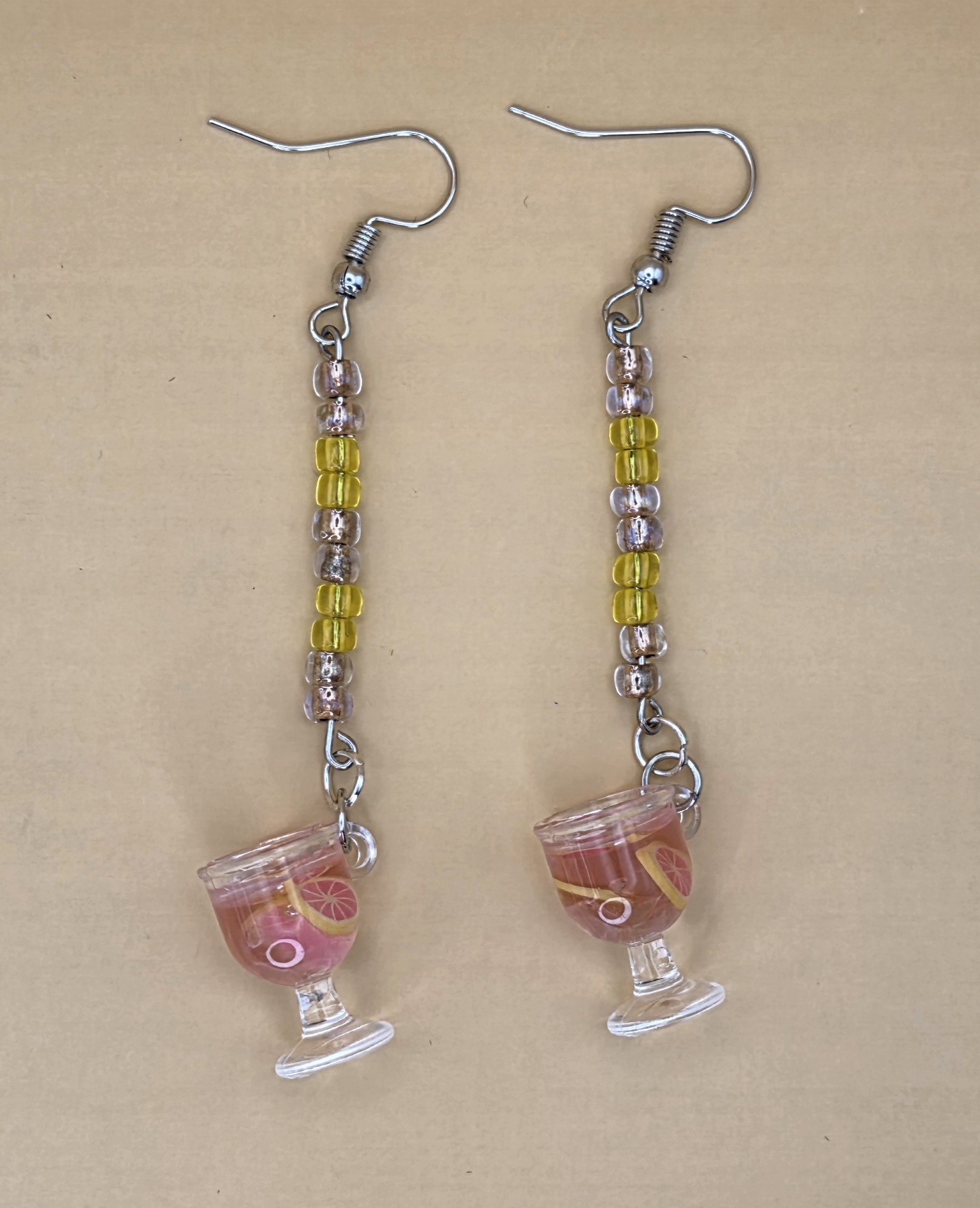 Pink Lemonade Beaded Dangle Earrings — Summer in a Glass
