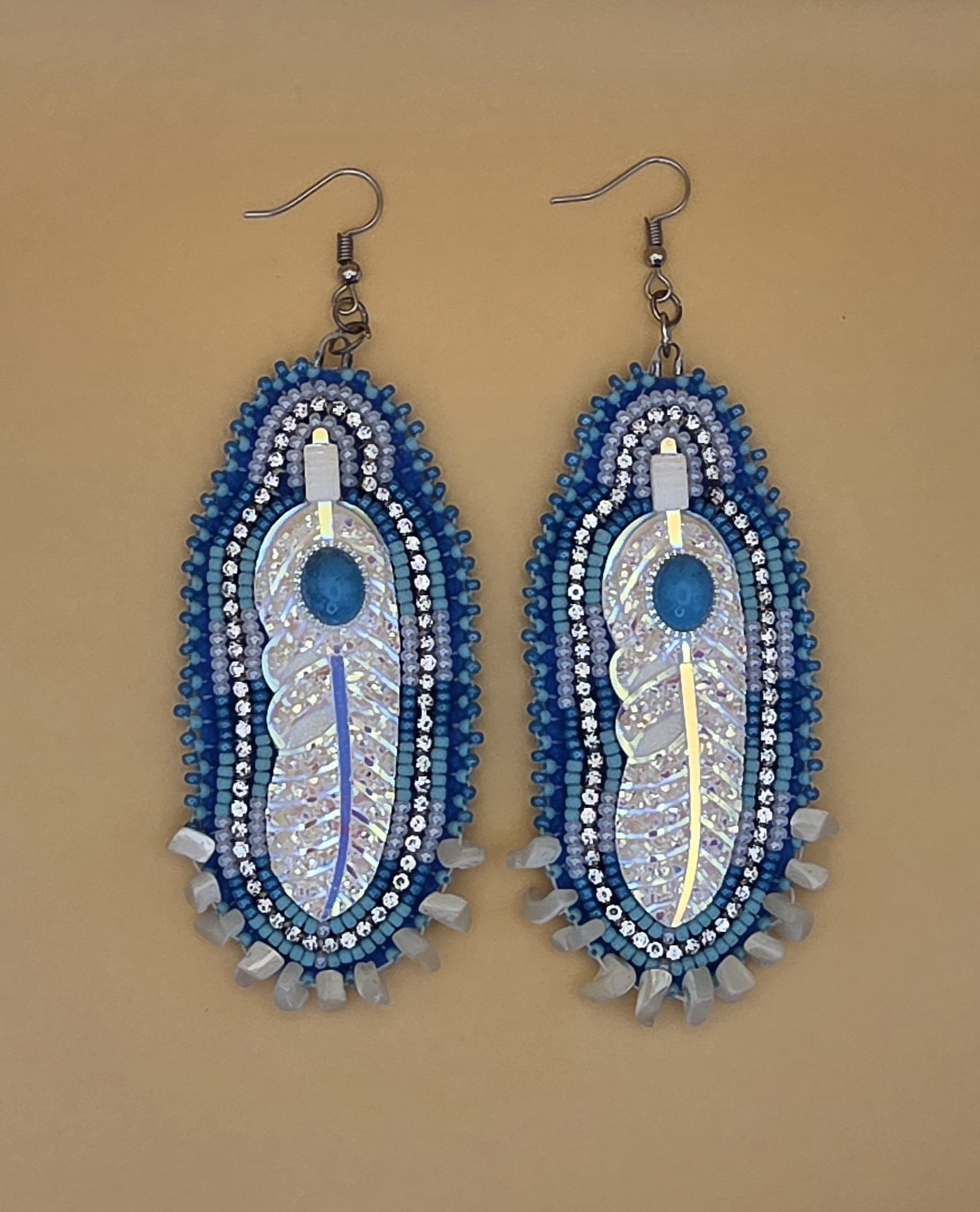 Feather Earrings — Winter Sky Over Shasta