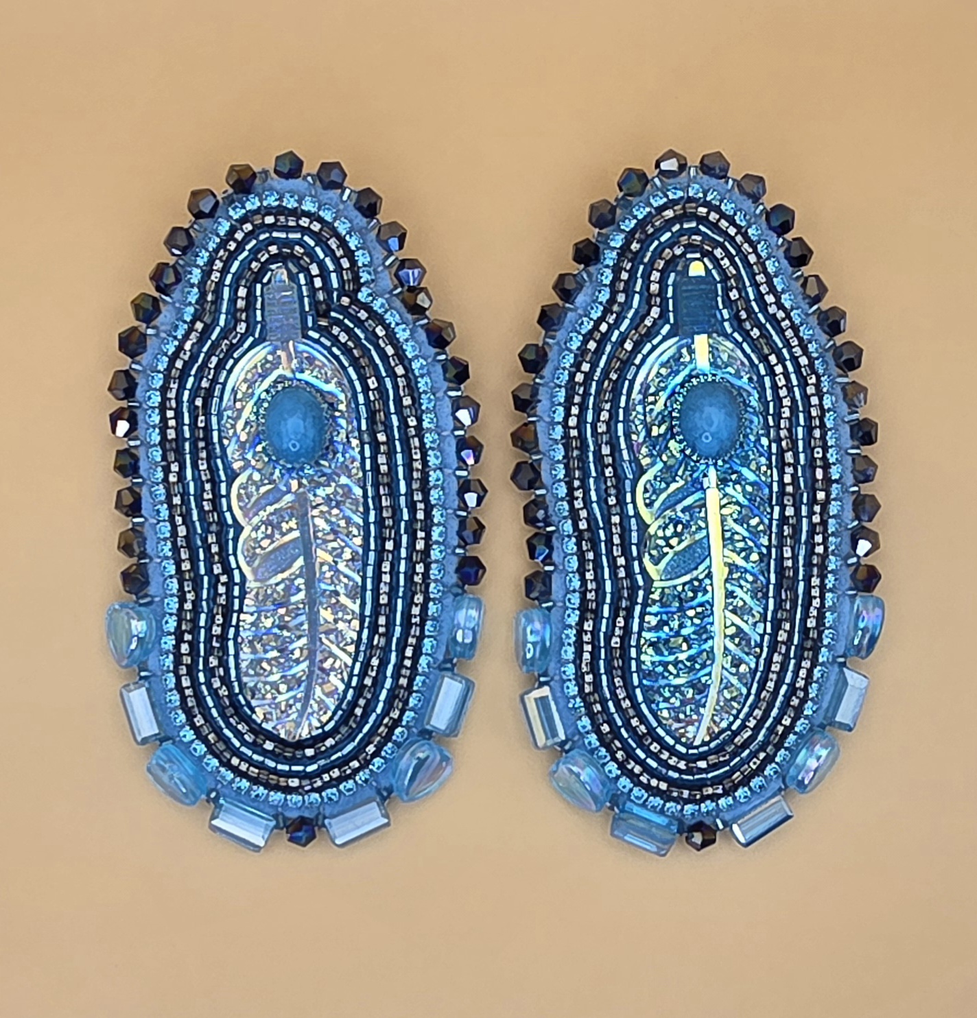 Earrings — Blue Feather Ice