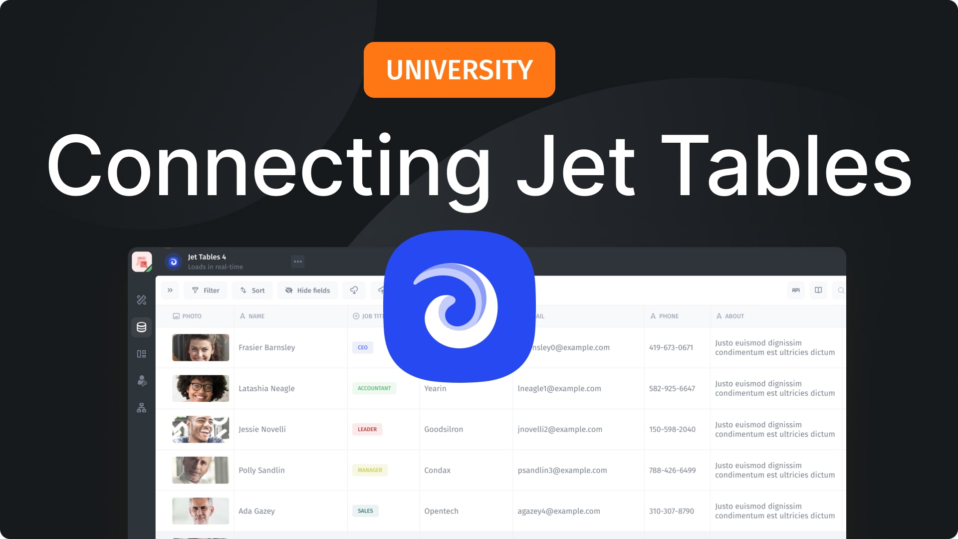 Connecting Jet Tables