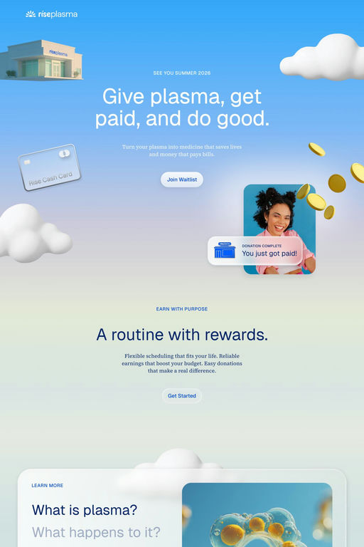 Rise Plasma website screenshot