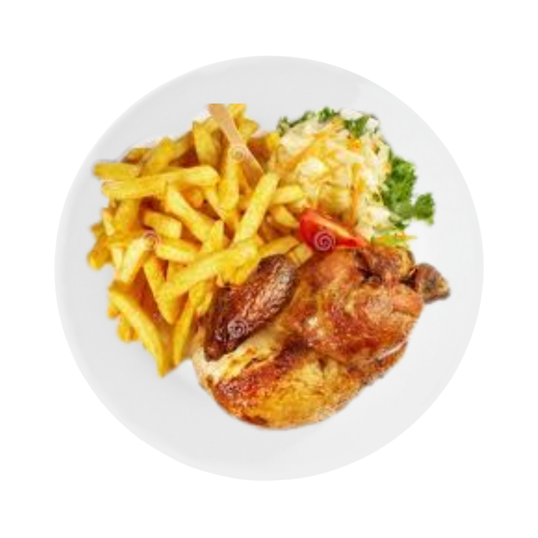 Poulet rôti + pomme de terre, légumes