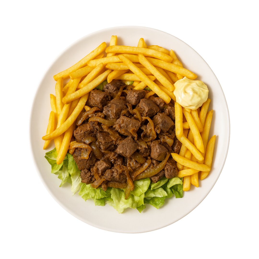 Foie sauté + frites et crudites