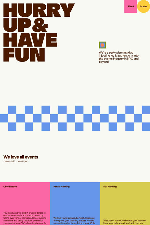 Hurry Up & Have Fun website screenshot