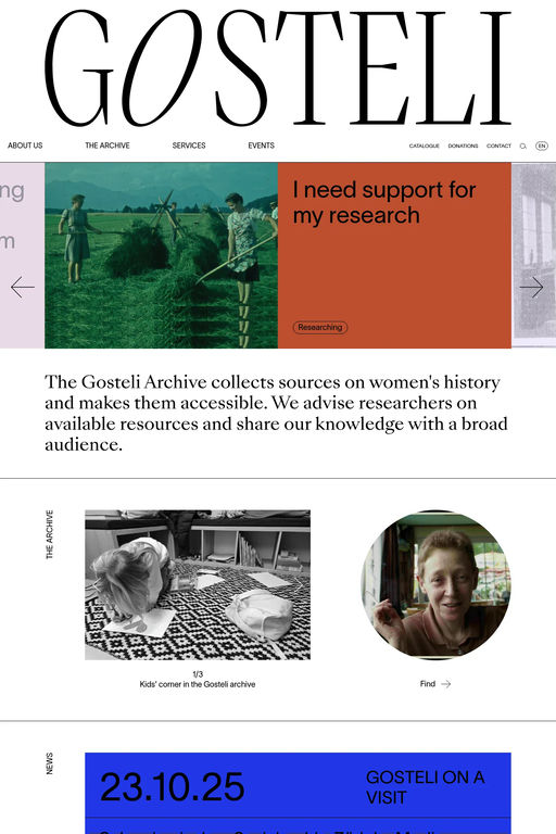 Gosteli-Archiv website screenshot