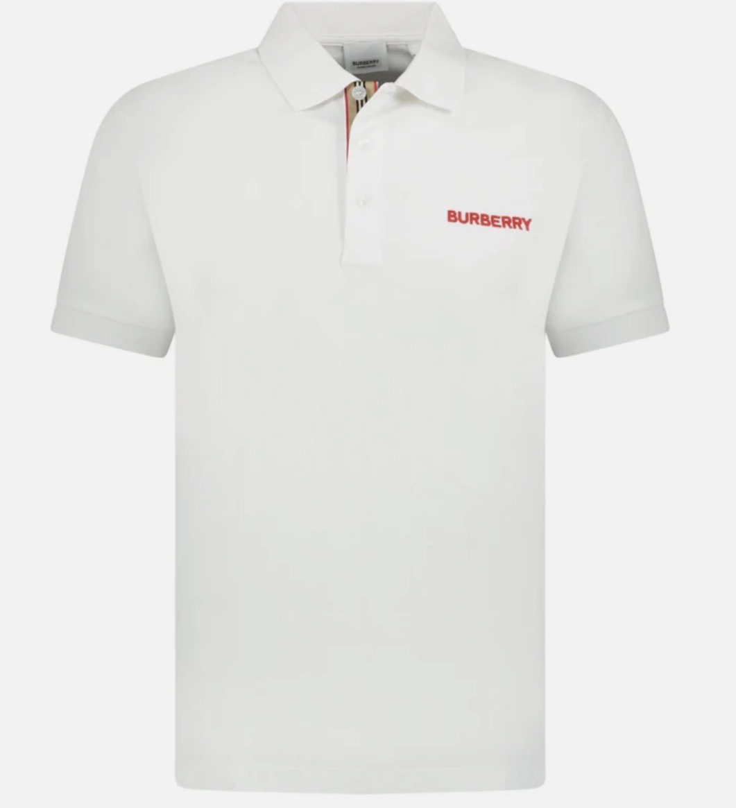 Burberry 'hartford' Embroidery Logo Check Polo White