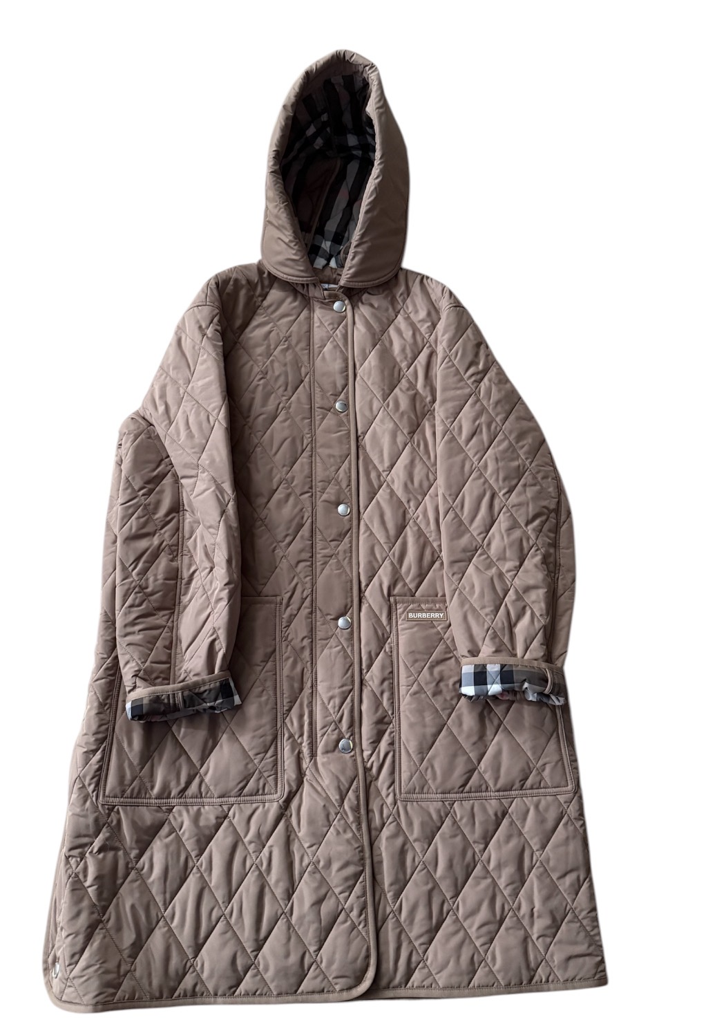 Burberry Quilted Beige Hooded Coat