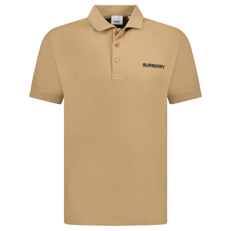 Burberry 'hartford' Embroidery Logo Check Polo Camel Beige