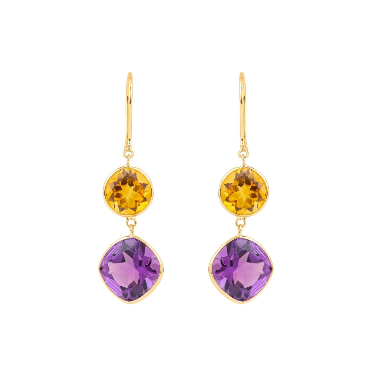 CITRINE AMETHYST DROP EARRINGS