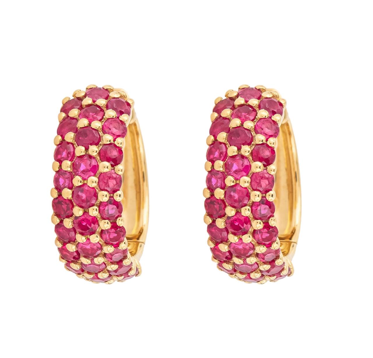 CHUNKY RUBY HUGGY EARRINGS