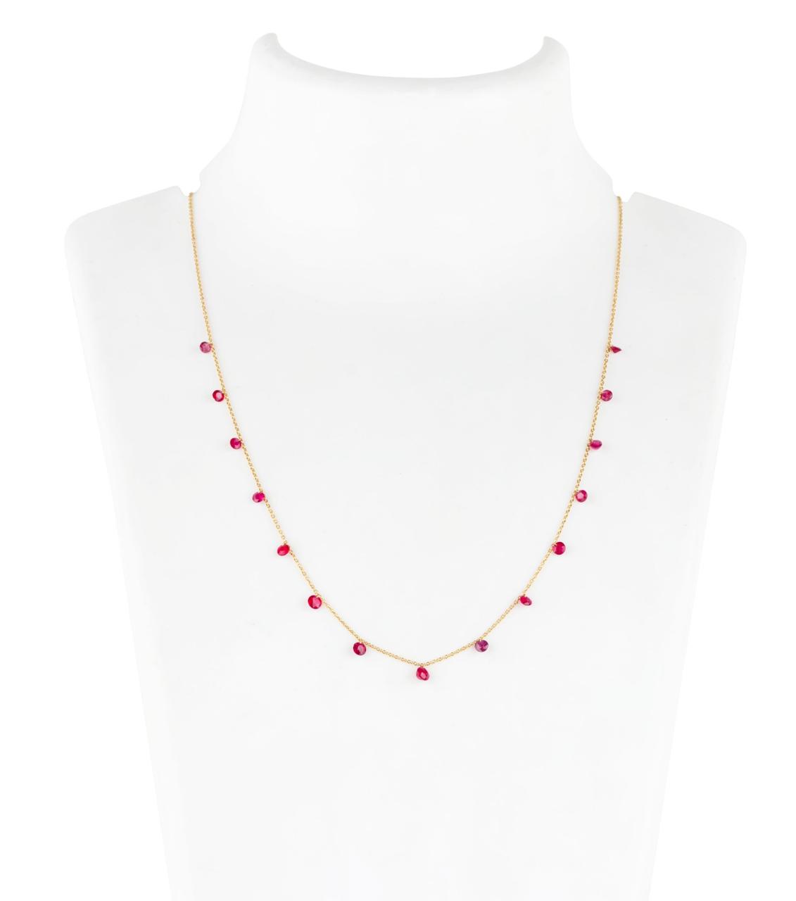 DELICATE RUBY & YELLOW GOLD NECKLACE
